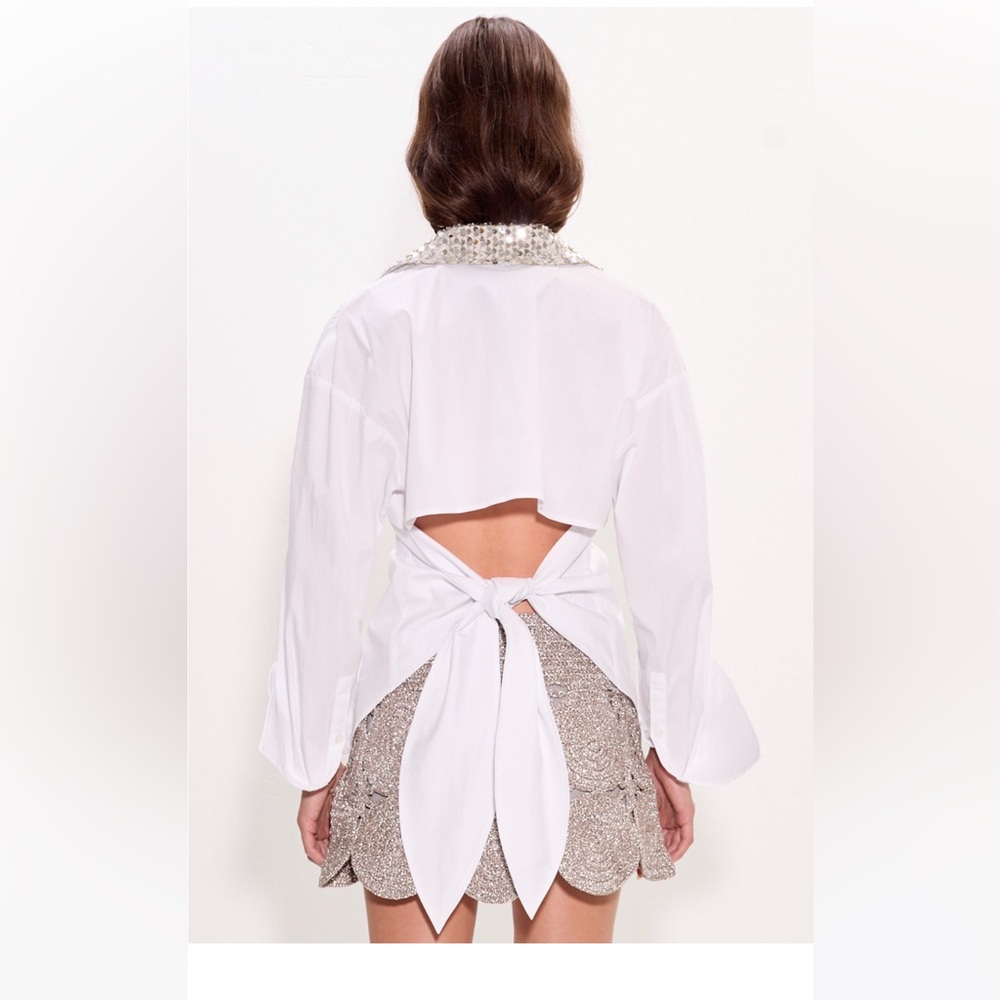 Simon Miller LOCH EMBELLISHED BUTTON UP IN MACADAMIA - Picture 2 of 6